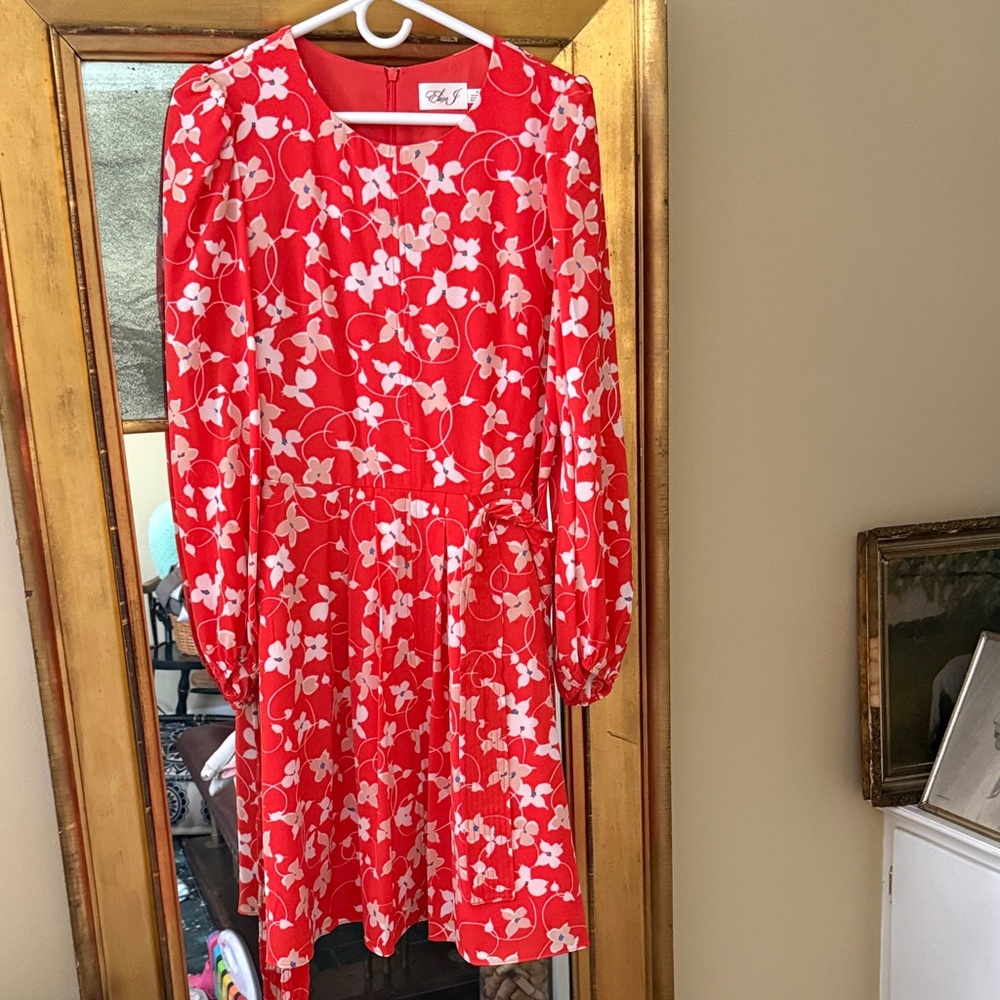 Eliza J Red Floral Long Sleeve Dress